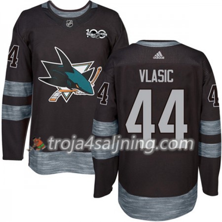 San Jose Sharks tröja Marc-Edouard Vlasic 44 1917-2017 100th Anniversary Adidas Svart Authentic - NHL Tröjor Herr